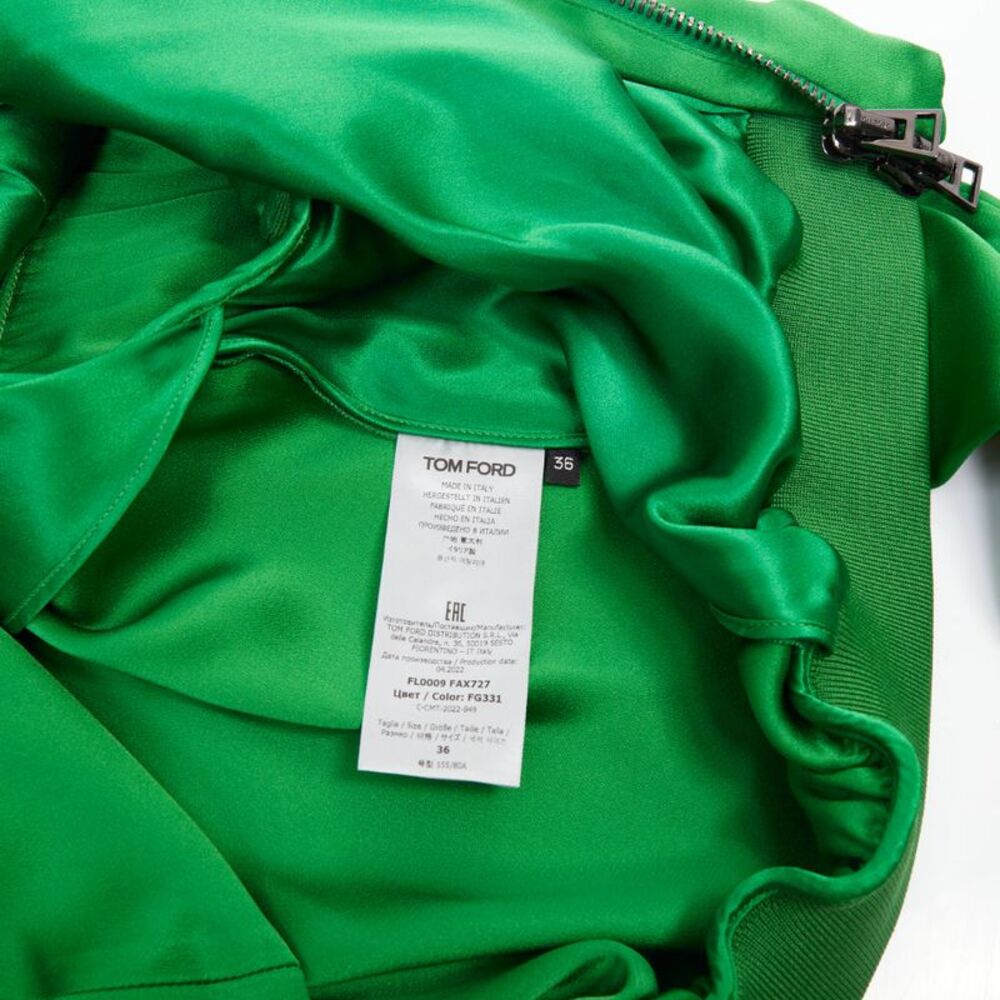 Tom Ford Green Satin Panel Bomber Jacket - Picture 8 of 9